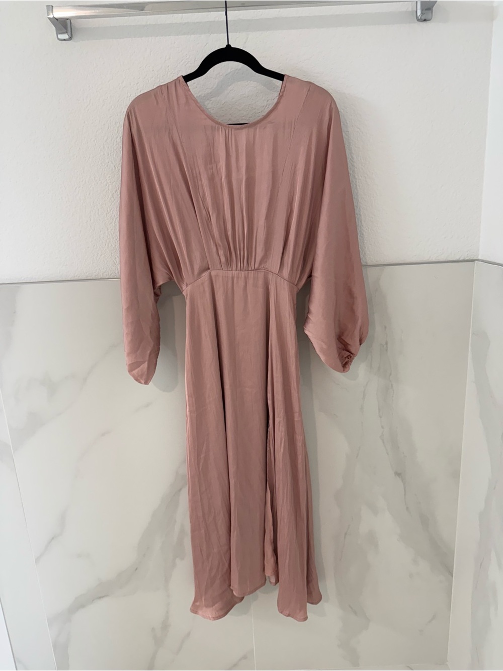 Astr Blush Pink Midi Dress with Dolman Sleeves